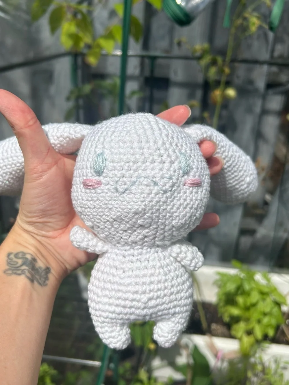 Handmade White Sparkly Crocheted Amigurumi Cinnamorol Plushie